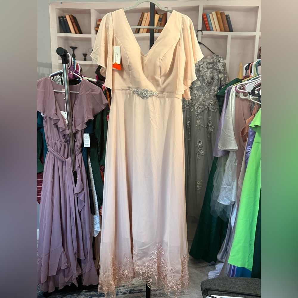 Source Unknown Blush Pink Maxi Dress with Embellished Waist